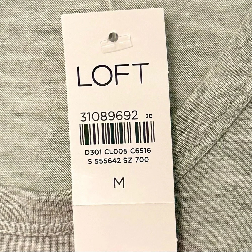 LOFT Long Sleeve Scoop Neck Rayon Tee Grey Heather Sz M‎